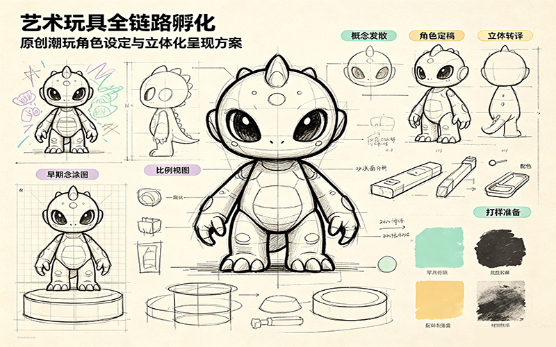 艺术玩具全链路孵化：原创潮玩角色设定与立体化呈现方案